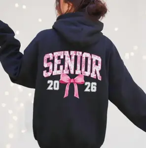 Class of 2026 Senior Hoodie, End of School Year, Coquette Bow Pink Toile Hoodie, Teen Girl Gift, High School Graduation Hoodie, Gift For Women, For Man, Full Collor