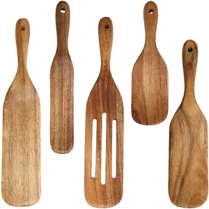 Wooden Kitchen Utensils Set, 5 Counts/set Non-stick Tool Set, Tools for Cooking, Stirring, Mixing, Serving, Kitchen Tools, Wooden Spoon Set