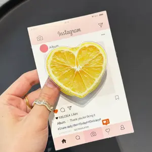 Heart Lemon Slice MagSafe Phone Grip – Cute Citrus Magnetic Pop Socket Kickstand for iPhone, Summer Aesthetic Accessory