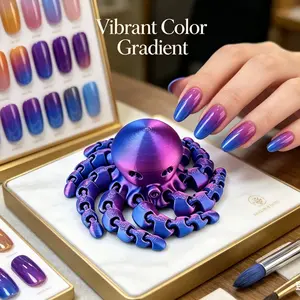1pcs 3D Printed Flexible Octopus Stress Relief Toy, Gradient Color Desktop Decoration, Articulated Fidget Figurine, Anxiety Relief Sensory Toy, Gift for Kids and Adults