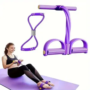 Home Gym Arms & Waist Training Pedal Band - Eco-Friendly Natural Latex Yoga Stretching Band with Adjustable Resistance Arm Rope Foot Pedal Rope Leg Rope Crunches Abdominal Fitness