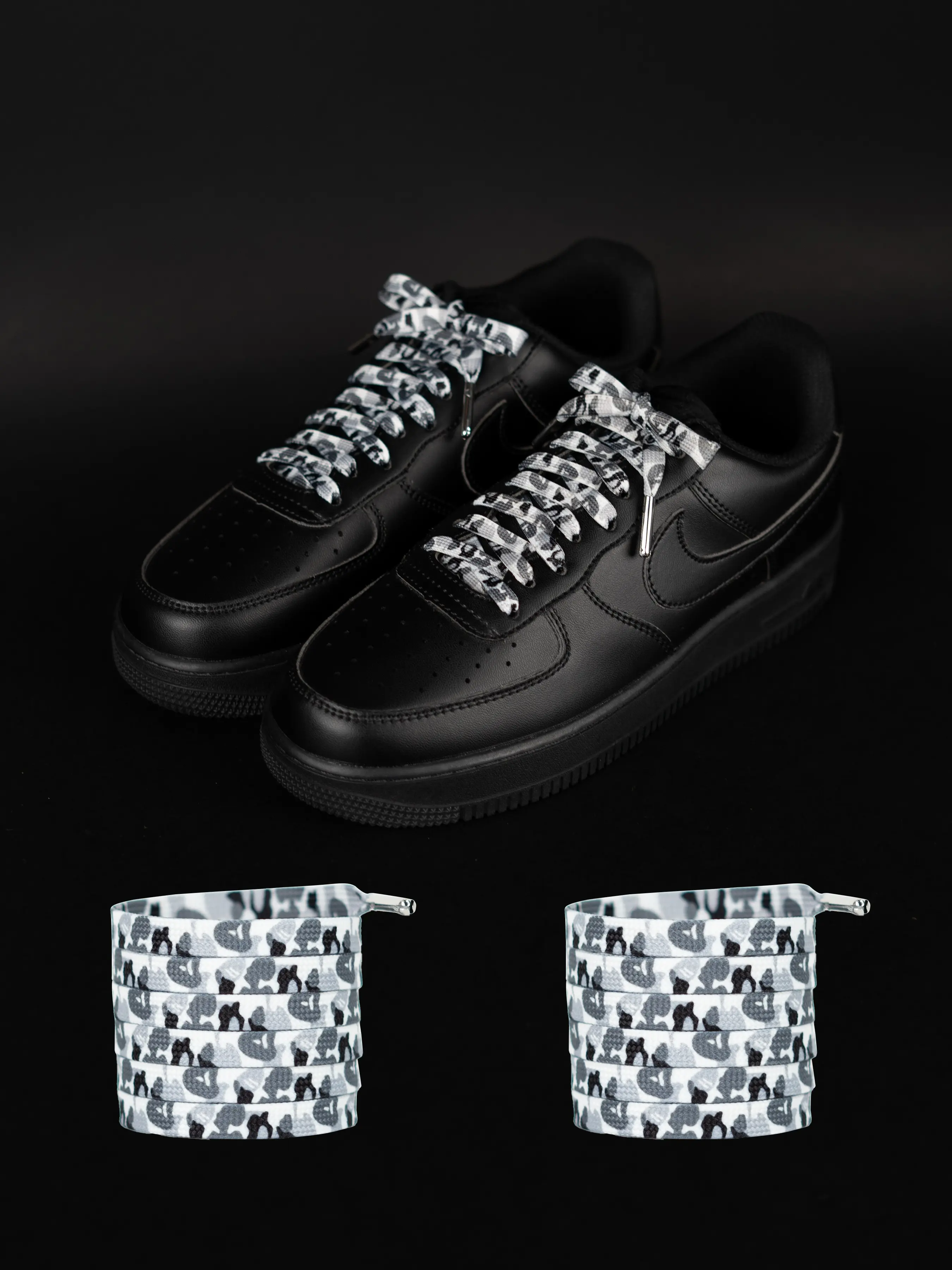 Camo Flat Shoelaces with Metal Heads, Pair Pack for Daily Casual Sports, Comfortable and Fast-Adjusting Shoe Laces