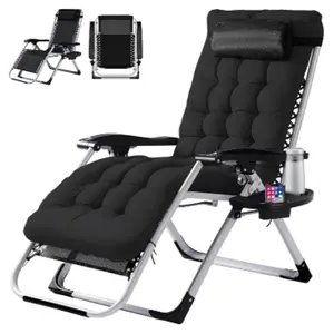 Zero Gravity Chair with Cushion, Reclining Patio Lounge Chair with Cup Holder Tray, Foldable Outdoor Recliner 440 lbs Capacity