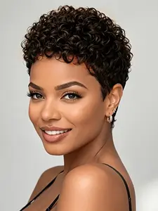 Short Curly Pixie Cut Wigs with Bangs Human Hair for Women Pixie Wig Short Layered Wigs For Women