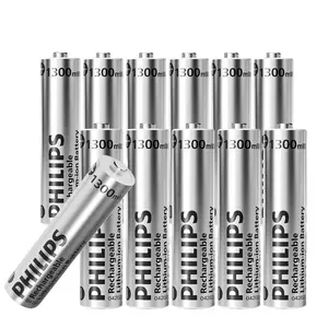 Philips 1300mWh AAA Rechargeable Batteries, 1.5V Lithium Batteries 1200+ Cycles Long-Lasting Triple AAA Batteries 12-Pack