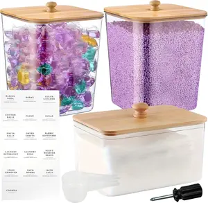 3 Pack Laundry Room Organization Storage Containers, Laundry Pod Containers and Dryer Sheet Holder, Laundry Pods Container with Lids and Labels for Laundry Detergent Laundry Pods Dry Sheet Organizing