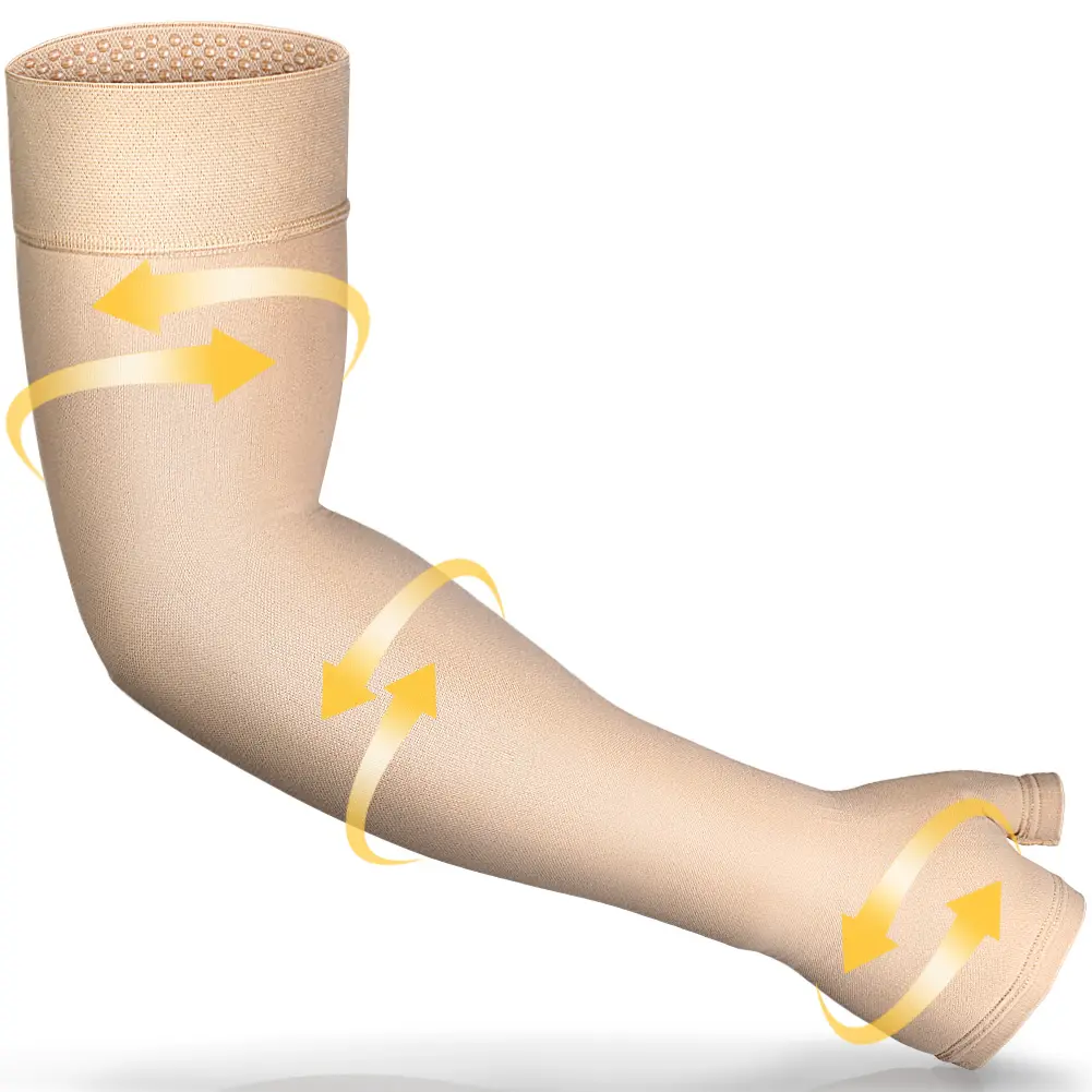 AILAKA Nylon Spandex Compression Arm Sleeve with Gauntlet for Men and Women, Breathable 20-30 mmHg Protective Medical Support for Lymphedema & Pain Relief, Breathable Compression Sleeves, Protective Sleeve Upper Arm Compression Sleeve Elbow Sleeve