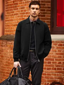 Men's versatile casual jacket, Long Sleeve, zipper closure - ribbed cuff design, 100% polyester fiber, machine washable, lightweight business collar jacket, easy to maintain fabric, suitable for work, travel and formal wear - Spring and Autumn