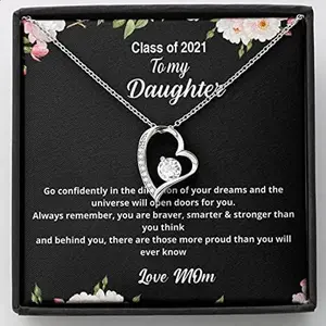 Class of 2021 Graduation Gift Necklace, College Graduation, Graduation Gifts For Girls, Daughter, Granddaughter, Niece, Sister, Best Friend Congratulations Go confidently in the direction. Necklace Jewelry With Meaningful Messages Card & Box