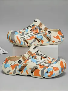 Unisex Camo Mecha Clogs: Platform Elevated Design, Casual Clogs For Street Style & Commute, Camouflage Pattern Slippers