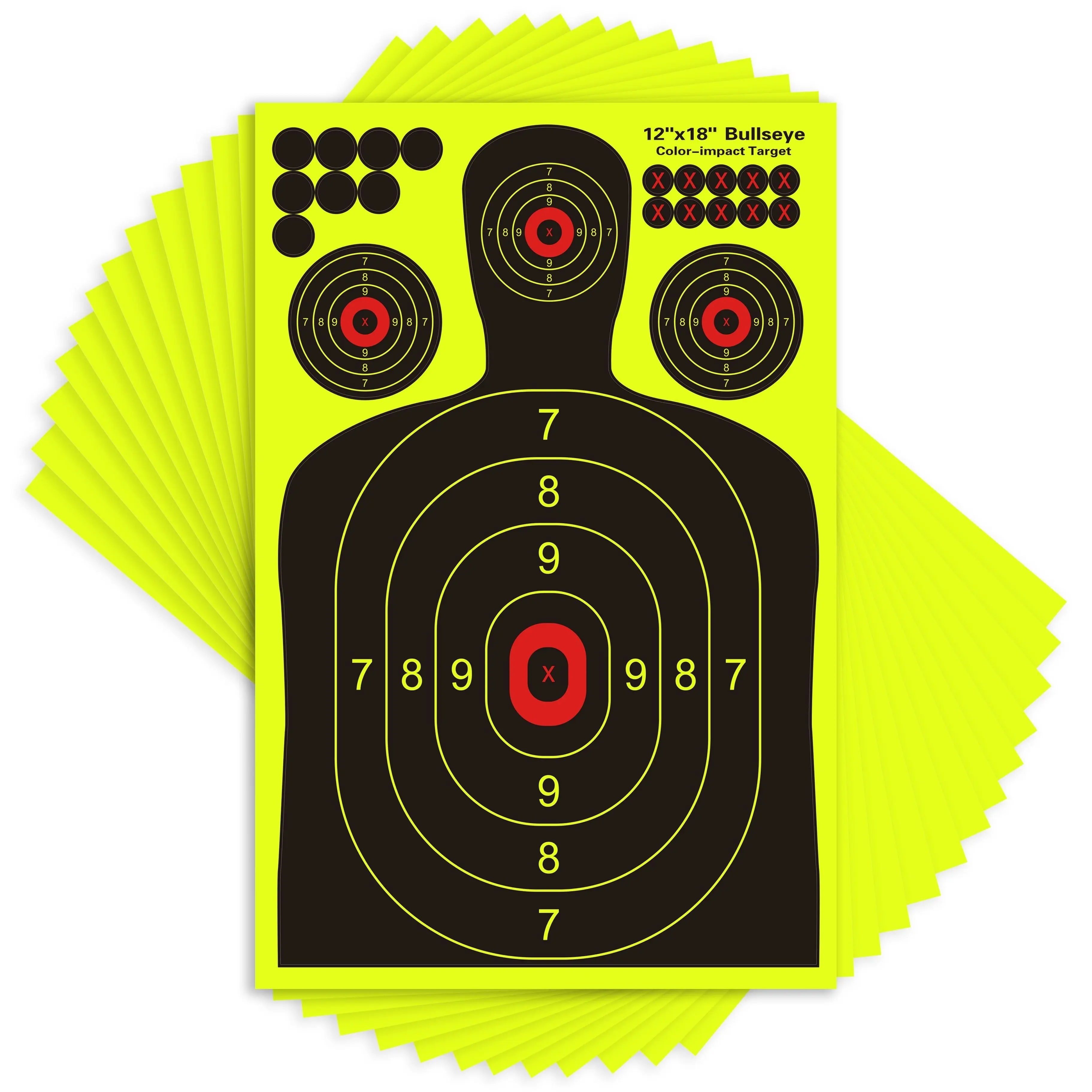 VIGEROSO Shooting Targets, 12x18 inch Reactive Splatter Paper with Visible Bursts, Adhesive Backing and Repair Stickers for Adults, 10/20/50 Packs, Target Results, Unisex, Shooters, Multiple Packs, 10/20/50Pcs Packs