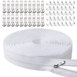 11Yards White Nylon Coil Zipper by The Yards, #3 Bulk Zippers for DIY Sewing Craft Bags with Replacement 20PCS Zipper Sliders