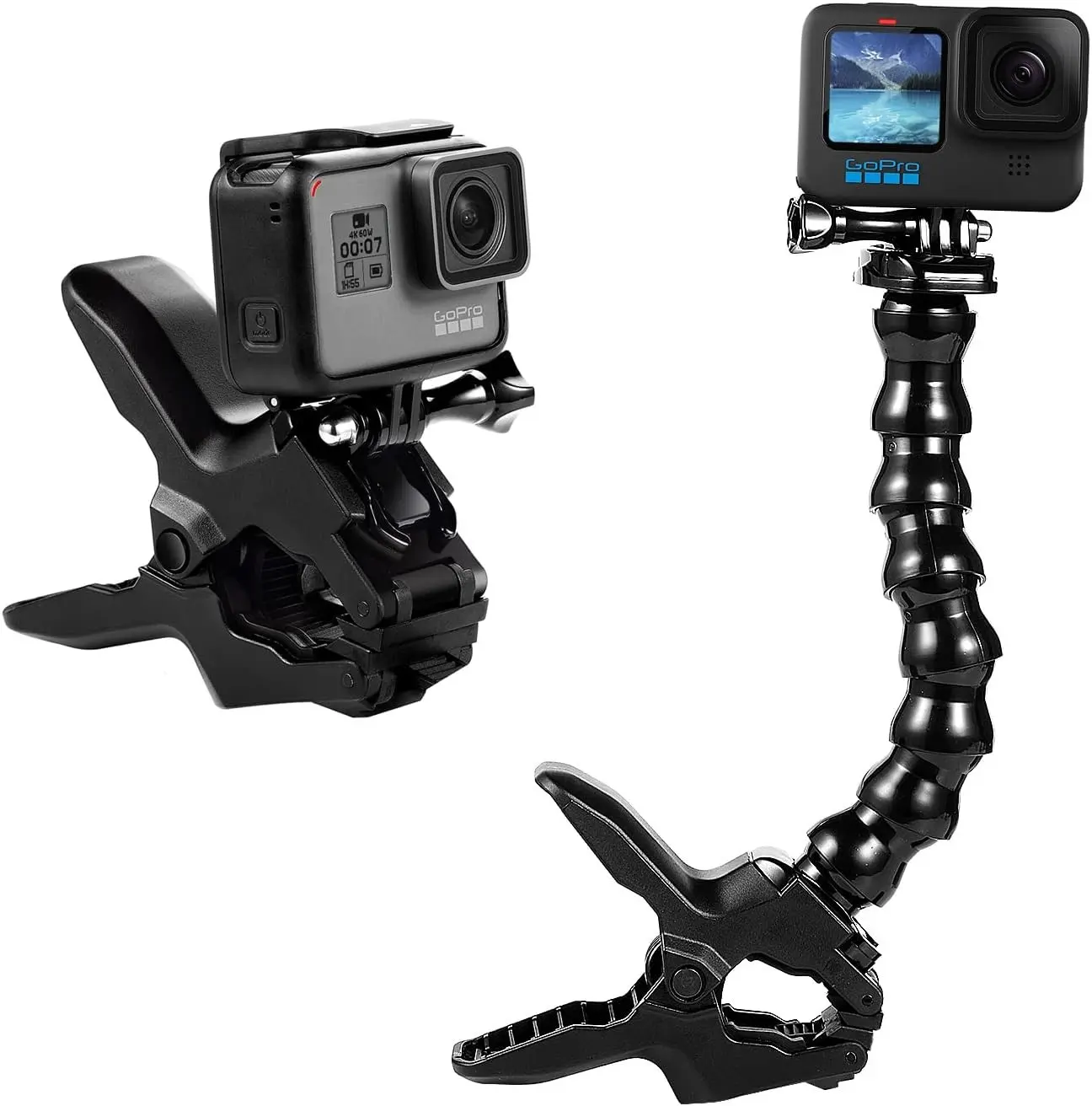 Suptig Jaws Flex Clamp Mount Gooseneck Mount for GoPro Mission Pro Gopro Hero 13 Hero 12 Hero 11 Hero 10 Hero 9 Hero 8 Hero 7 Hero 6 Hero 5 Hero 4 Session Hero 3 Akaso DJI osmo Arlo Action Camera.
