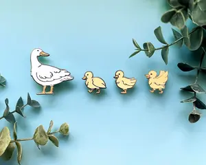 Mother Duck and Ducklings Enamel Pin Set