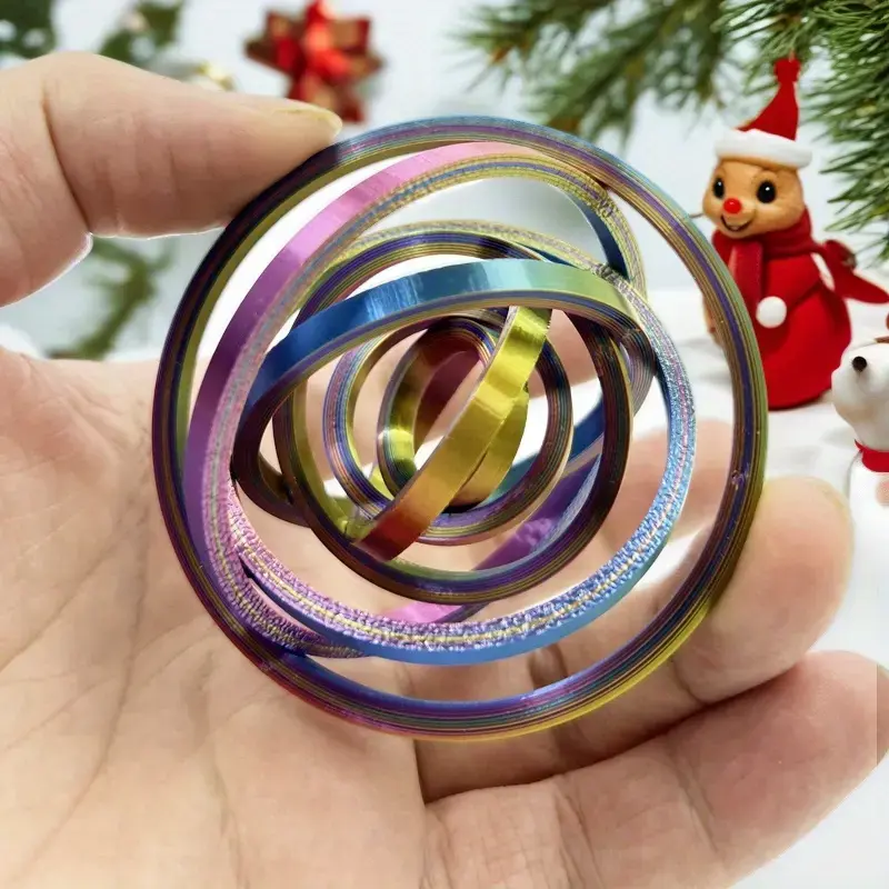 3D Multi-Ring Metal Alloy Finger Gyro Fidget Toy - Portable 3D Kinetic Design Stress Relief Party Favor for Fidget Lovers & Stress Relief Seekers, Colorful Spinning Propeller Kids’ On-The-Go Gift, Fidget For Adults
