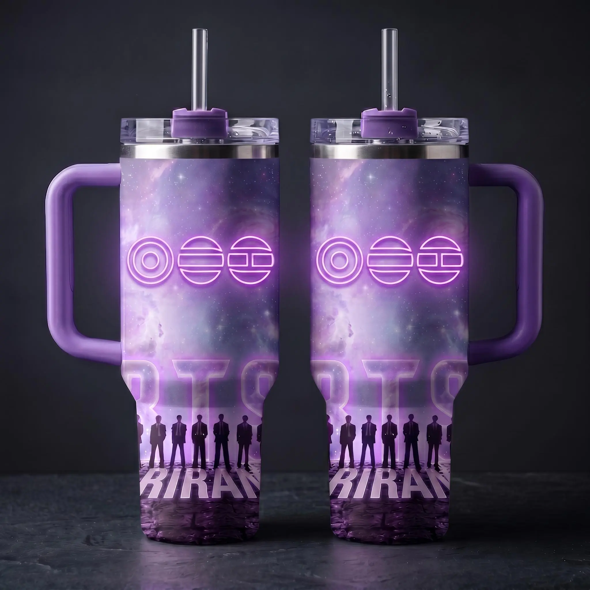 40oz 20oz Kpop Inspired Tumbler Cup – Boy Band Fan Gift, Insulated Travel Mug with Straw Lid, Aesthetic Idol Design