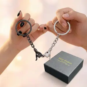2pcs Pinky Promise Matching Couple Keychains - Durable Metal Material Daily Accessory for Bffs, Valentine's Day/Birthday Gift for Him & Her