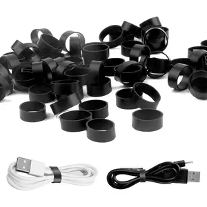 100 PCS Silicone Rubber Bands, 0.5 Inch Small Black Elastic Rubber Bands Strong Rubberbands, Heavy Duty Non-slip Silicone Band for Wire Cord Cable Management Home Office School Organization