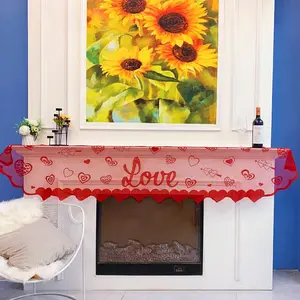 Heart Shaped Lace Table Runner, 1 Count Romantic Valentine's Day Themed Table Runner, Table Decoration Supplies for Home Festival Dining Room, Ornaments, Decorative Props, Valentines Day Decor
