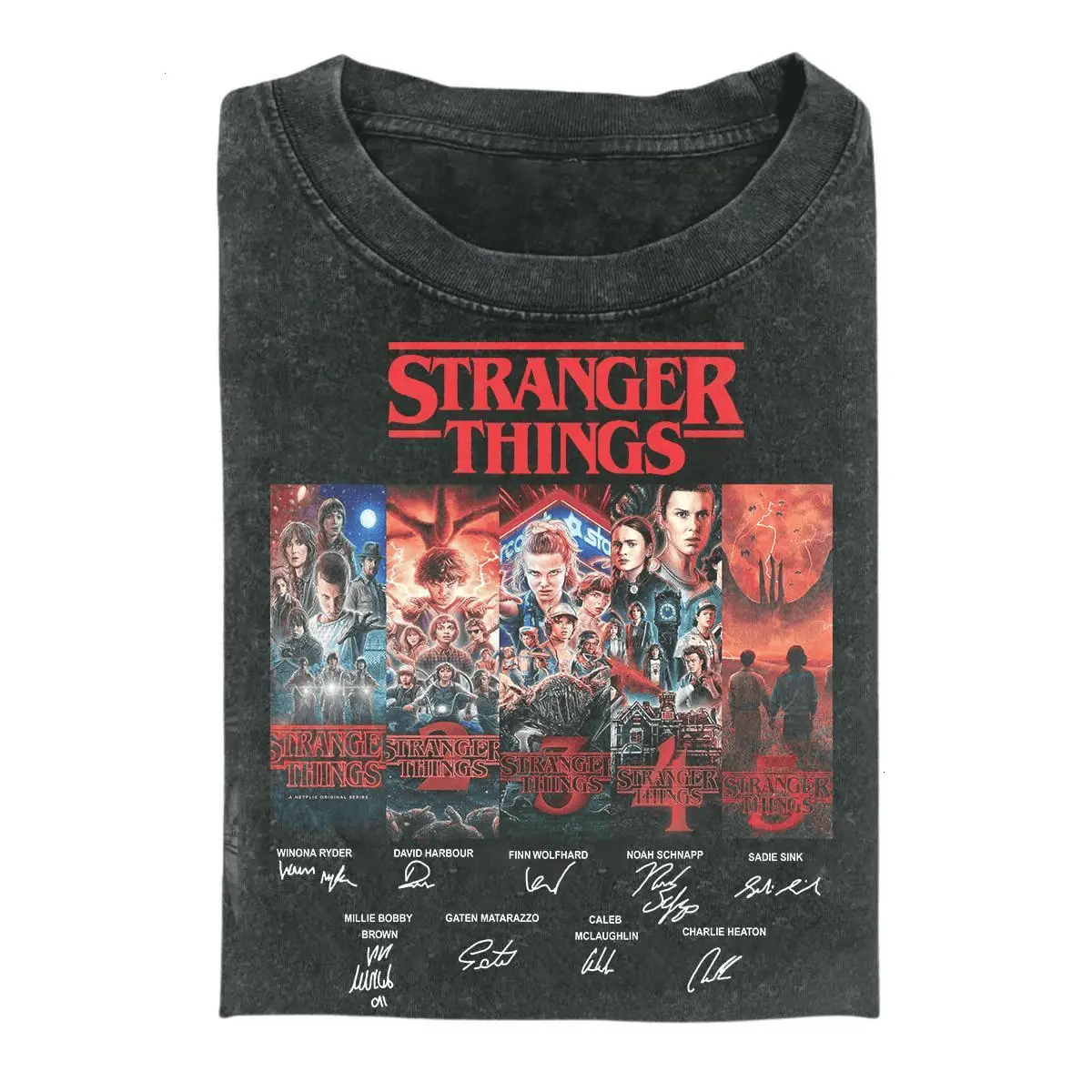 Strangerr Thing s1-s5 T-Shirt, Unisex Vintage Graphic Movie Stranger Tee