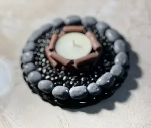 Handmade Candle Holder with Polymer Clay