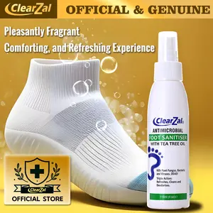 ClearZal Tea Tree Oil Foot Spray for Odor Relief & Hygiene - Quick Drying Feet & Shoe Deodorizer, Infused with Aloe Vera, 4oz Travel-Friendly Mist[Star]