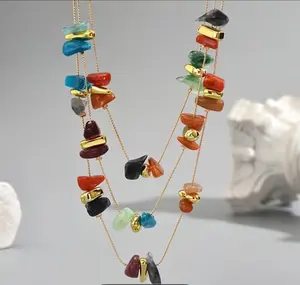 Boho-chic Multi-layer boho-chic multi-layer beaded necklace bohemian resin bead jewelry for women vibrant colors, everyday & party wear