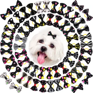 Get your pup party ready!  60pcs Dog Hair Accessories & Pet Accessories for Small Dogs. Cute Black Patterns & Hair Bows for Funny Pet Grooming. Durable Dog Products for Stylish Photoshoots & Holiday Glow Up. Secure Fit Bows for Cats & Puppies