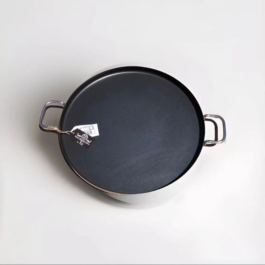 Comal grande 20”in. acero inoxidable con Teflon Antiaderente extra grueso doble fondo Stainless Round Grill Steel Cookware Pans