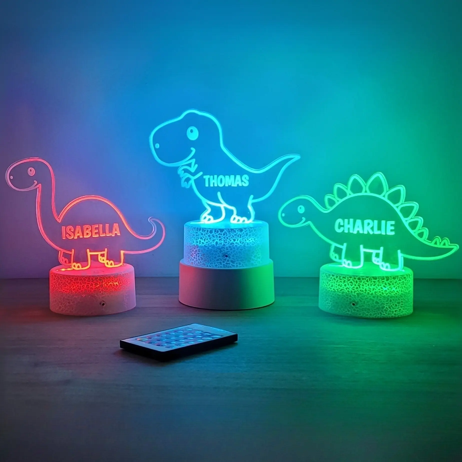 Custom dinosaur night light, Kids acrylic night light for kids bedroom decor, personalized with your name.