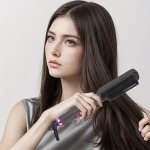 The Curling Iron And Heated Straightening Brush Combo, an Electric Straightener And Curling Brush