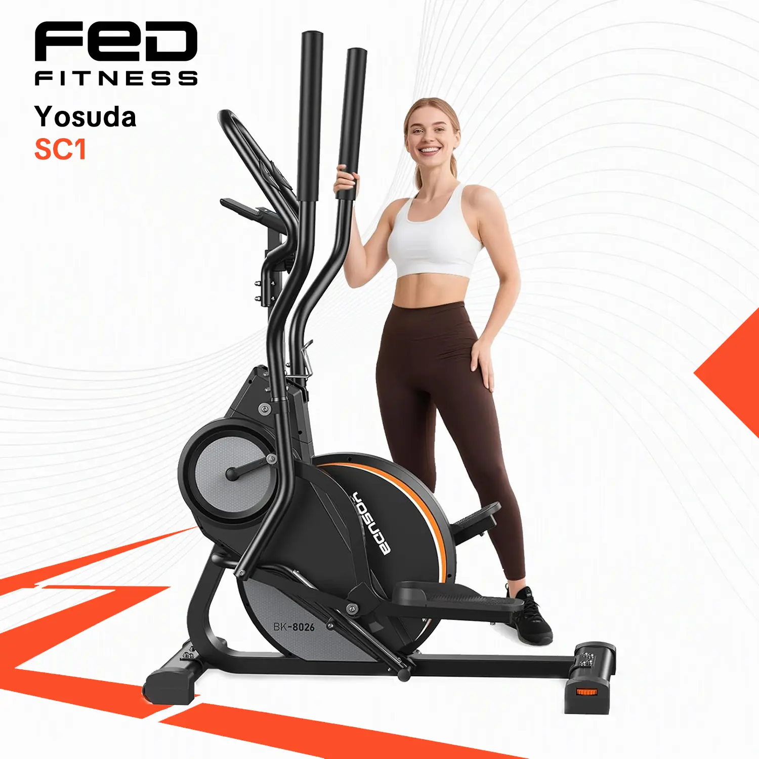 FED Fitness Yosuda Series SC1 Unisex 3-in-1 Sturdy Home Gym Equipment - Stair Climber, Elliptical, Cardio Stepper, 45° Incline, 15.5 in Stride, 16 Resistance Levels, Quiet Motor Magnetic System, Rolls for Reposition, Pulse+Calorie Track