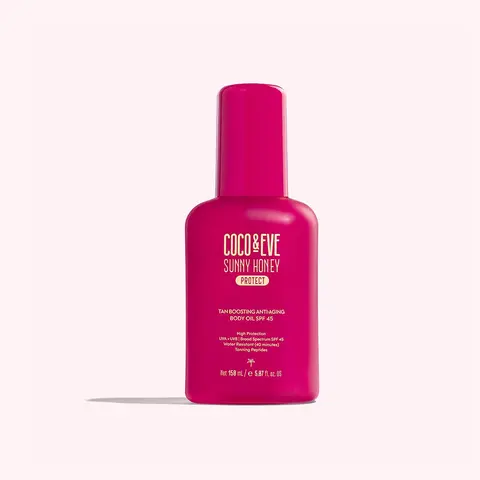 Coco & Eve Sunny Honey Protect Tan Boosting Anti-Aging Body Oil SPF45 - Nourishing & Lightweight Sunscreen with Antioxidants & Peptides, Suitable For All Skin Types