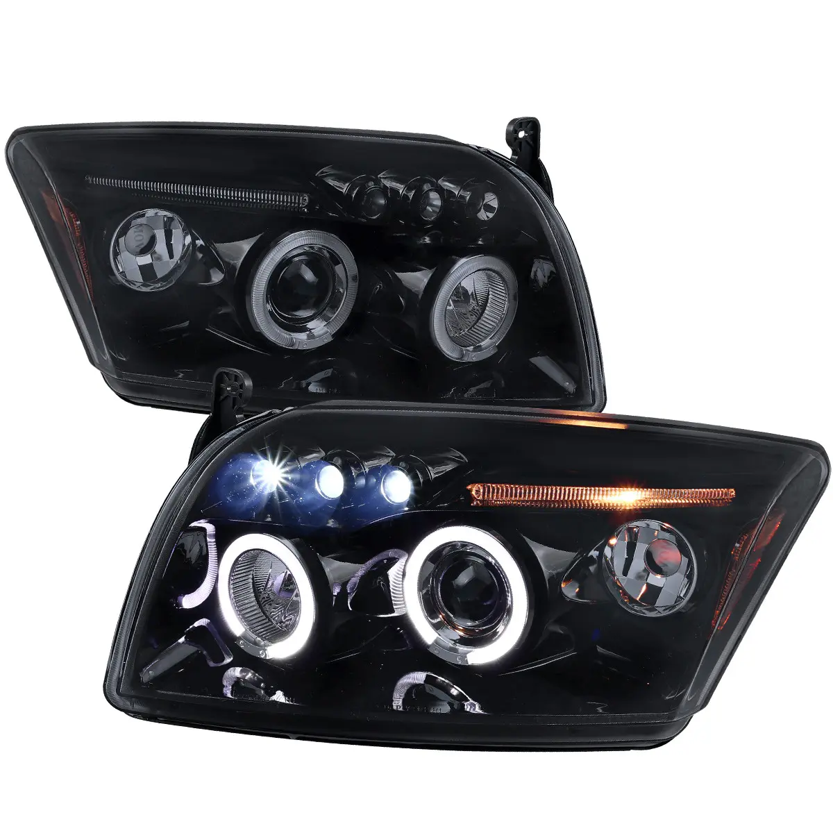 2007-2012 Dodge Caliber Dual Halo Projector Headlights (Glossy Black Housing/Smoked Lens)