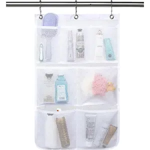 Hanging Mesh Shower Caddy - Quick-Drying Bathroom Organizer with 7 Pockets, Portable Storage for Shampoo, Soap, Loofah, Travel Essentials