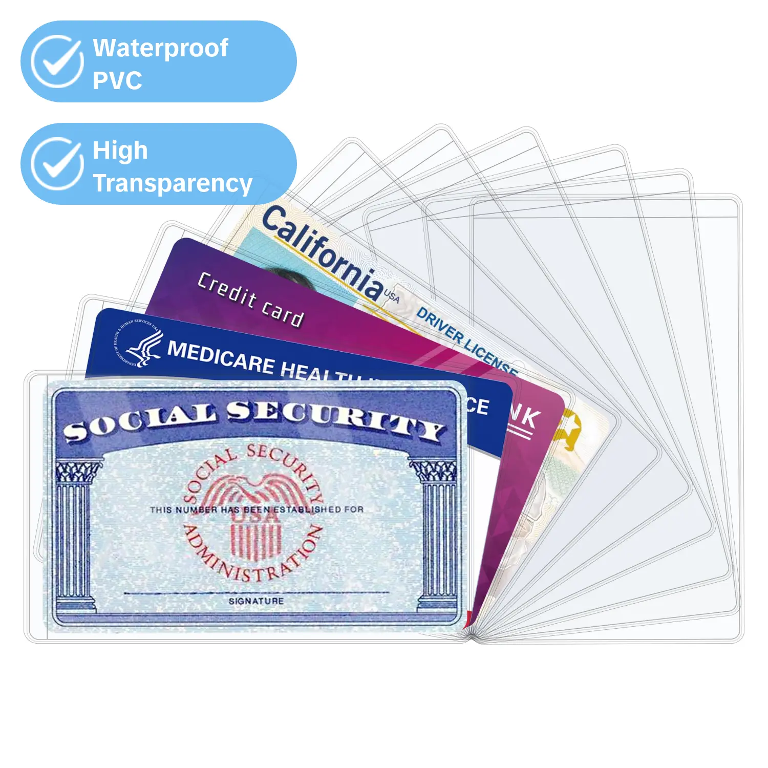 10 PCS Social Security Card Protector Sleeves/New Medicare Card Protector Sleeve/Credit Card Holder,31 Mil Soft Clear Plastic Card Sleeves, Waterproof SSN Card Protector