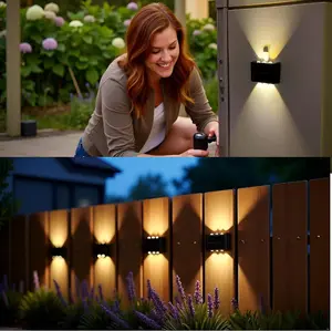 4PCS Solar Fence Lights Outdoor - LED Dusk to Dawn Wall Lights, Warm Pathway & Deck Lighting, Waterproof for Garden, Mailbox & Retaining Wall