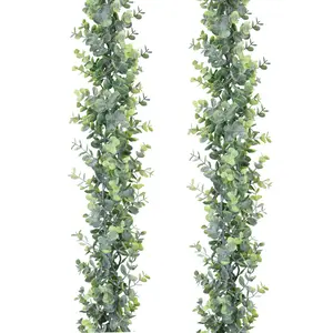 Artificial Eucalyptus Plant Pot Set, 2-Pack Artificial Vine Hanging Eucalyptus Leaves Greenery Wreath for Wedding Backdrop Arch Wall Decor, Decorative Fake Greenery