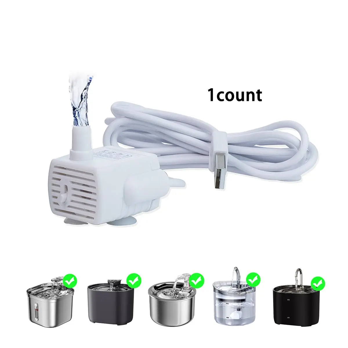 3 Speed Adjustable Water Flow Water Pump, 1 Count Pet Water Fountain Replacement Accessories, Detachable Pet Water Feeding Supplies