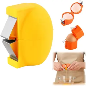 Egg Shell Opener, Yellow Upgraded Multifunctional Stainless Steel Egg Cracker and Shell Remover Tool for Raw and Hard Boiled Eggs, Home Kitchen Gadget for Baking, Cooking and Breakfast Prep