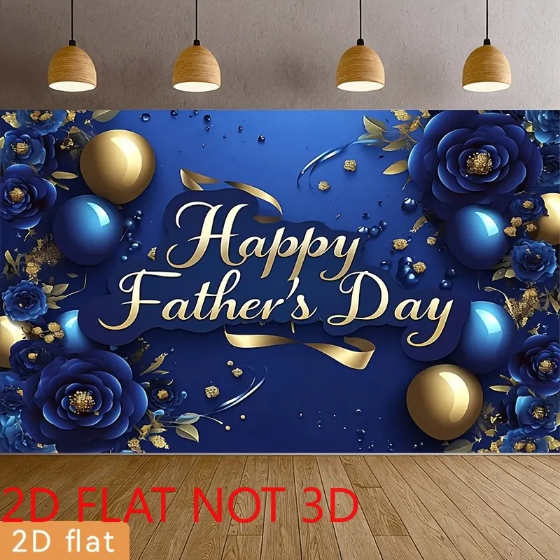 Bright Blue Character Floating Balloon Tapestry - Father's Day Themed Decor with Blue and Golden Design, Ideal for Bedroom, Living Room, Office Wall Decoration, Bright Blue Tapestries, Character Balloon Tapestries