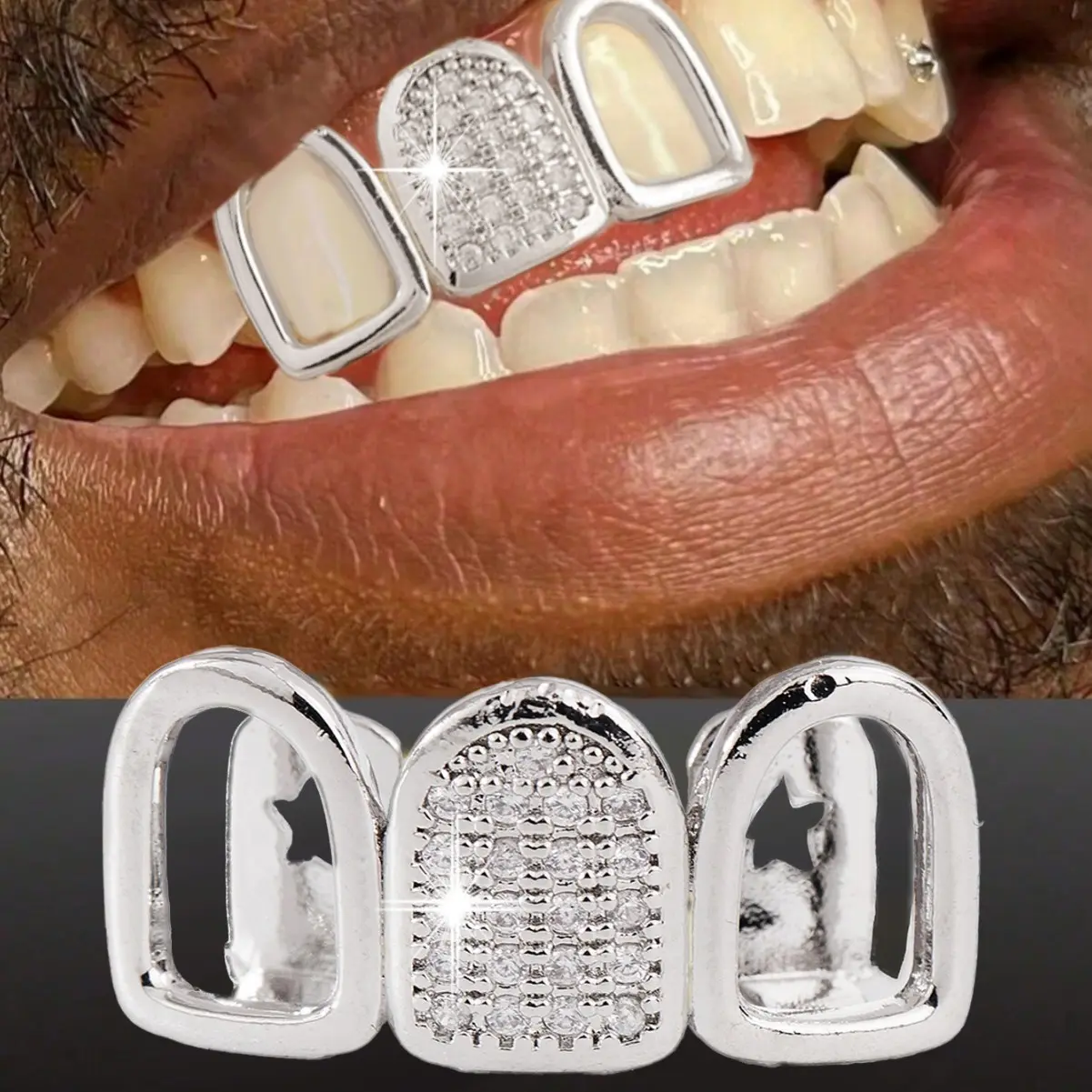 Tooth Diamonds Hip-Hop Punk Dental Jewelry, Trendy Streetwear Accessories for Braces in Multiple Colors, Teeth, Oral, Titanium Alloy, Unisex, Metal, Single Item