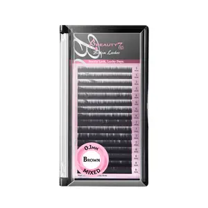 Beauty7 Black Eyebrow Extensions Eyebrow Lash Matte Individual Eyebrow False Lash Extension Tray Synthetic Mink 0.1mm Thickness Mixed 5/6/7/8mm Length for Professional Tech