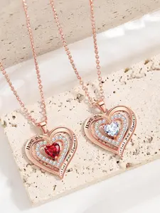 Heart-shaped diamond-encrusted pendant necklace: Elegant and luxurious, with a 3D heart design and glittering diamond inlays. Exquisite for daily commuting or dating; a romantic commemorative gift for girlfriends or female friends.