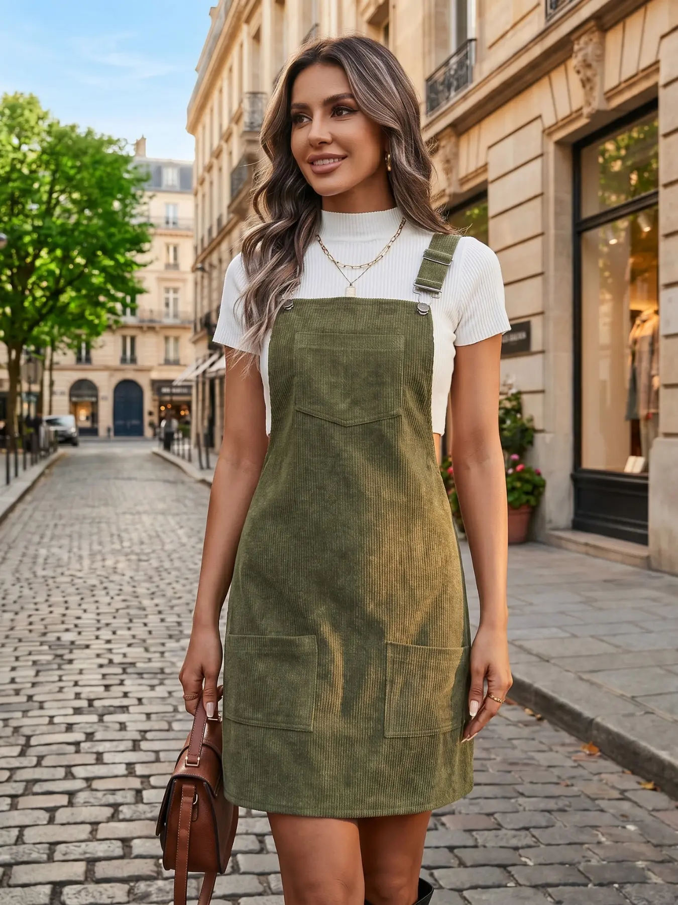 Women's Solid Color Adjustable Pocket Overalls Dress without Inner Top, Casual Sleeveless Overalls Dress for Daily Wear, Ladies Clothes for All Seasons, Womenswear
