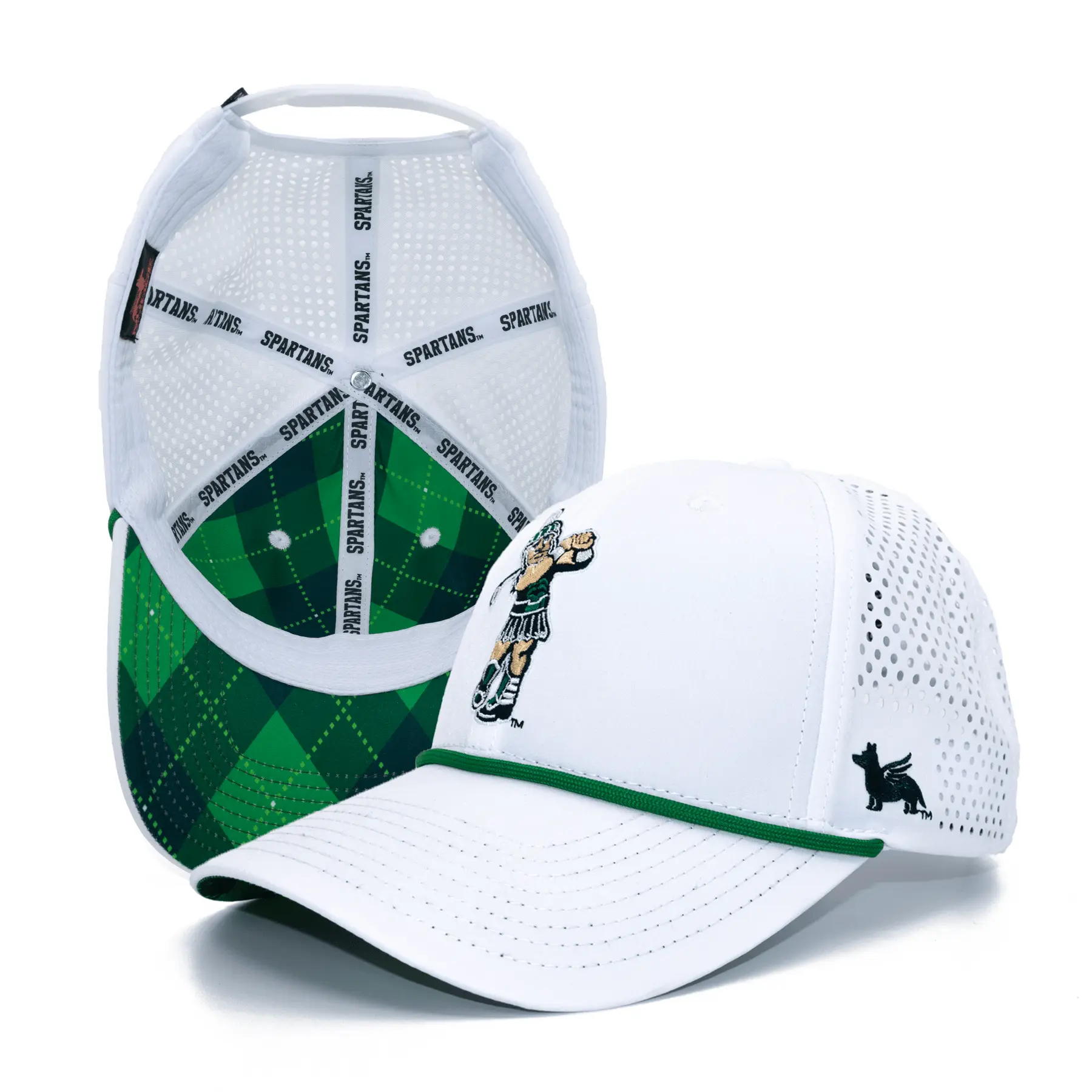 ARGYLE / White Michigan State Hat with Golfing Sparty and Green Rope