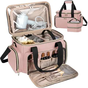 New Large-Capacity Trendy Makeup Bag, Detachable Wheeled Travel Cosmetic Organizer, Multi-Space Lightweight Portable Storage Pouch for Outdoor, Business Journeys, Makeup Bags