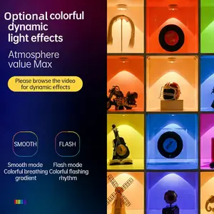 1pc RGB LED Magnetic Cabinet Light, Rechargeable, Remote Control, Three-Color Changing, Lighting Modes Adjustable, Easy Installation, Home Decor Lamp