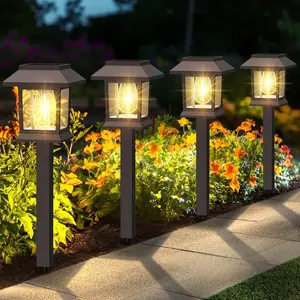 4PCS Solar Pathway Lights Outside Waterproof Solar Garden Lights Walkway Light Solar Powered Landscape Lights for Driveway Lawn Patio Sidewalk Yard