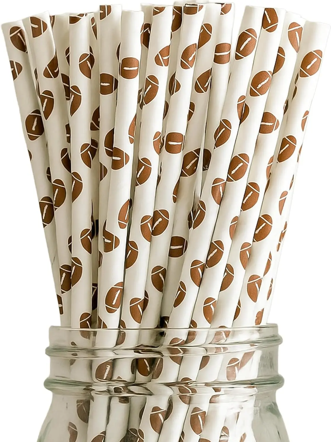 Football Straws - Pack of 100 Paper Disposable Straws, 7.75 Inches Long Fantasy Football Party Decorations - Party On Tap